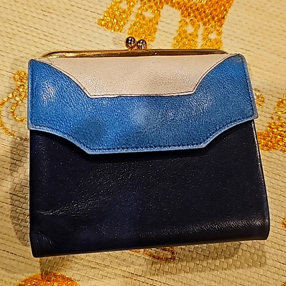 Buxton double blue Vintage Genuine Leather Wallet - Picture 1 of 7